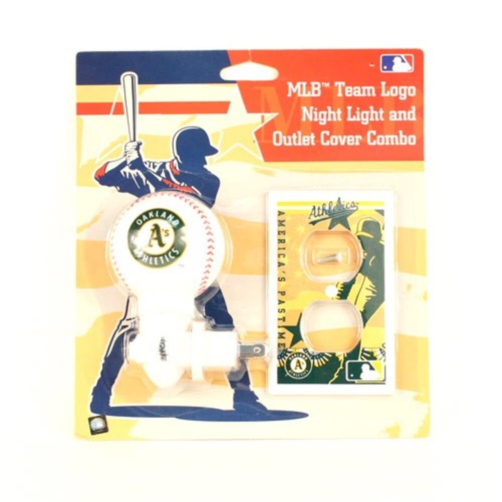 MLB Oakland Athletics Night Light & Outlet Cover Combo Kids Room Decor White